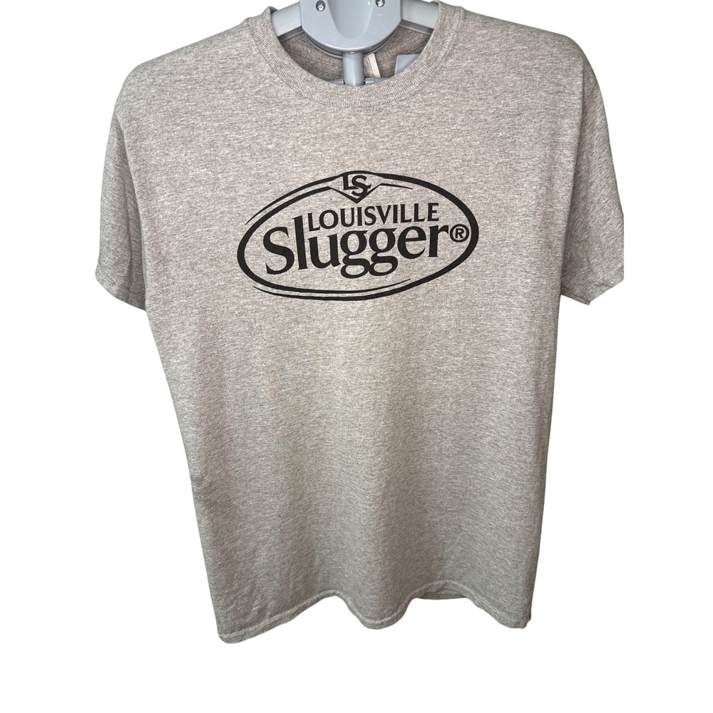 Louisville Slugger Graphic T-Shirt Mens Medium Gray Heavy Cotton Baseball Tee‎